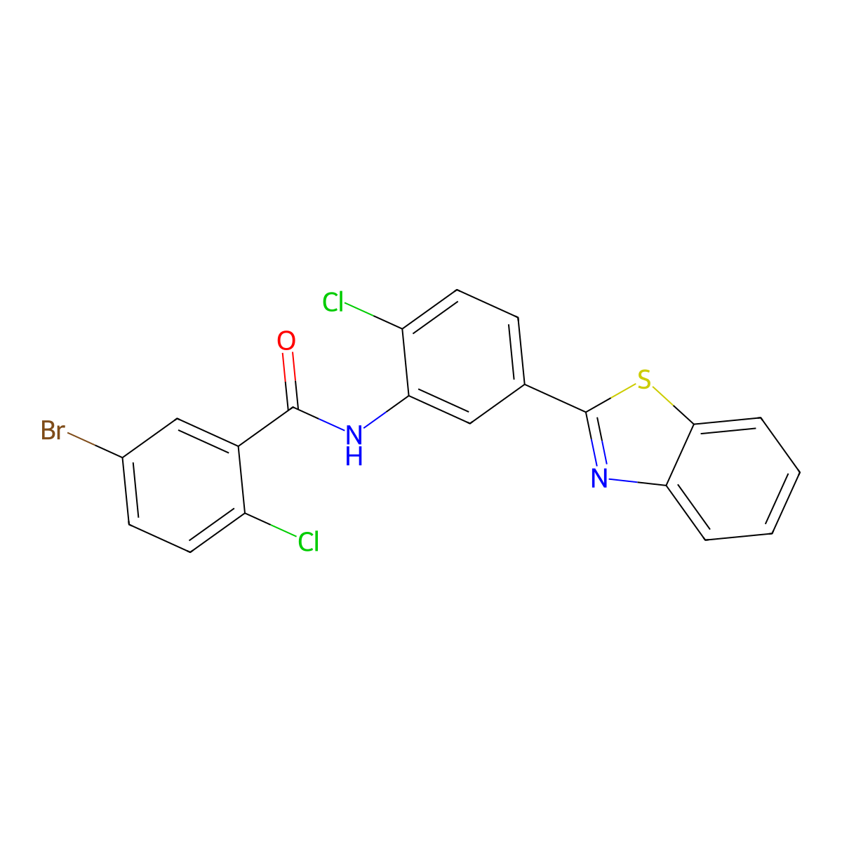 N-[5-(1,3-benzothiazol-2-yl)-2-chlorophenyl]-5-bromo-2-chlorobenzamide molecular structure, CAS 347319-06-6