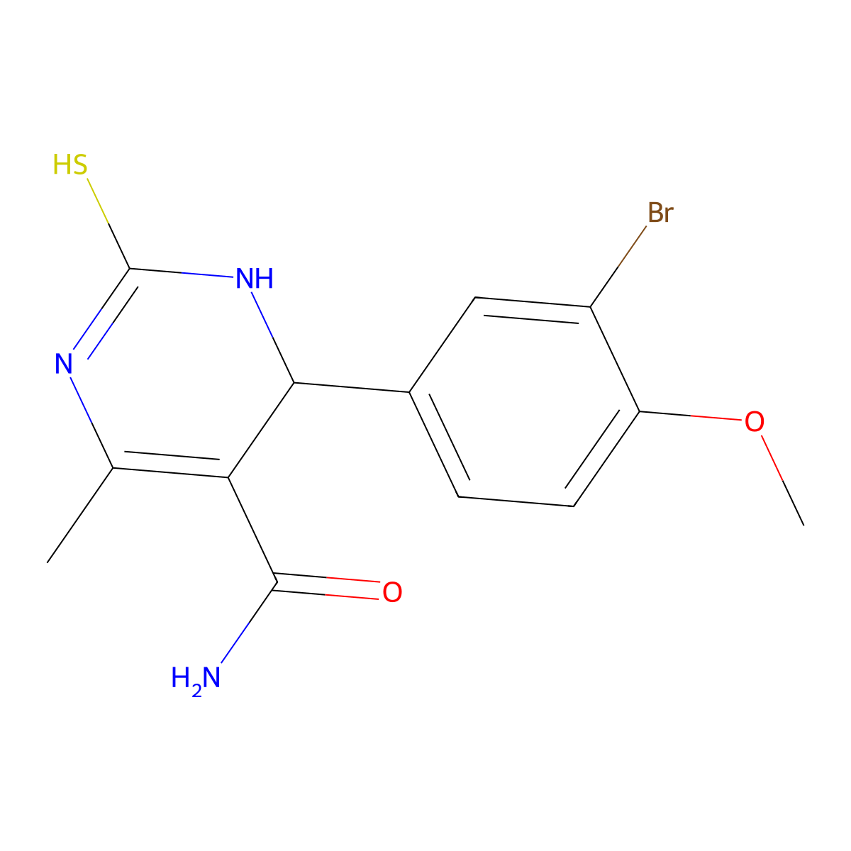 4-(3-bromo-4-methoxyphenyl)-6-methyl-2-sulfanylidene-3,4-dihydro-1H-pyrimidine-5-carboxamide molecular structure, CAS 347319-24-8