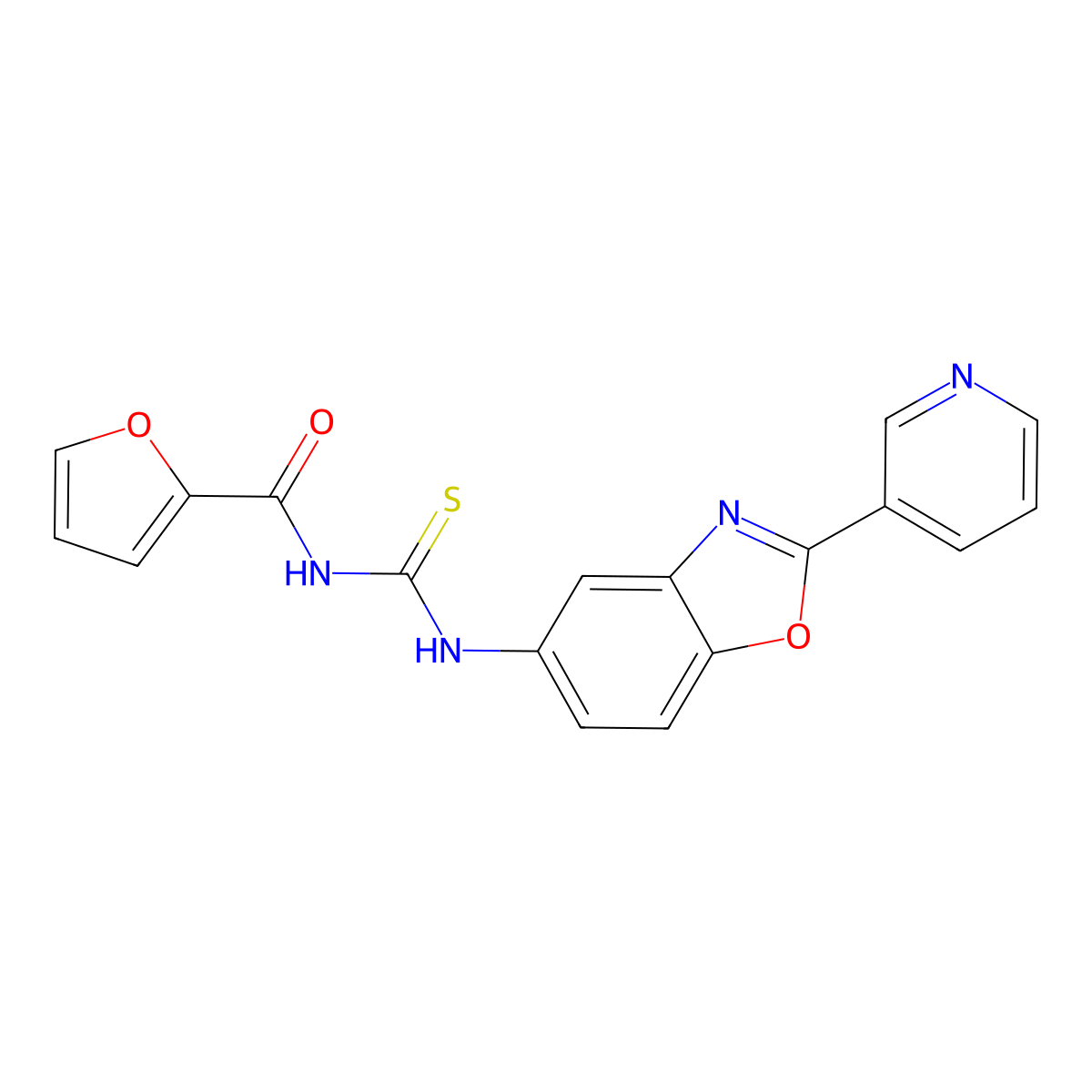 N-[(2-pyridin-3-yl-1,3-benzoxazol-5-yl)carbamothioyl]furan-2-carboxamide molecular structure, CAS 347319-27-1