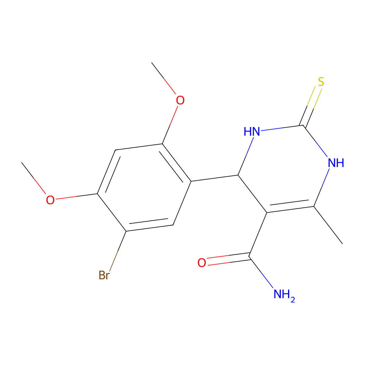 4-(5-bromo-2,4-dimethoxyphenyl)-6-methyl-2-sulfanylidene-3,4-dihydro-1H-pyrimidine-5-carboxamide molecular structure, CAS 347319-30-6