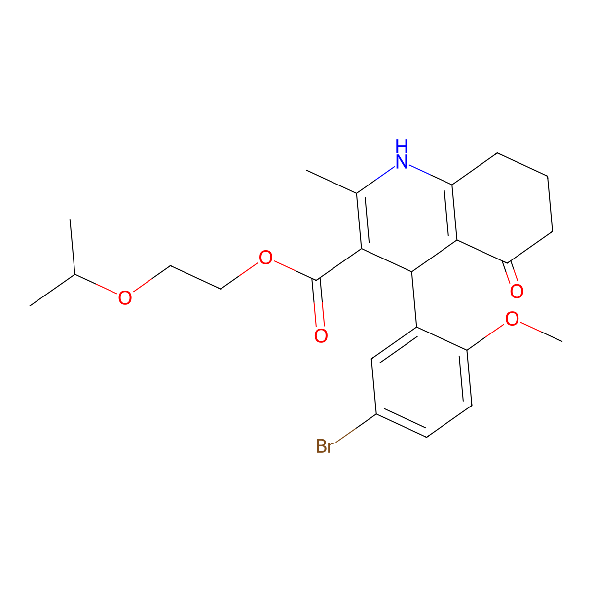 2-(Propan-2-yloxy)ethyl 4-(5-bromo-2-methoxyphenyl)-2-methyl-5-oxo-1,4,5,6,7,8-hexahydroquinoline-3-carboxylate molecular structure, CAS 347319-48-6