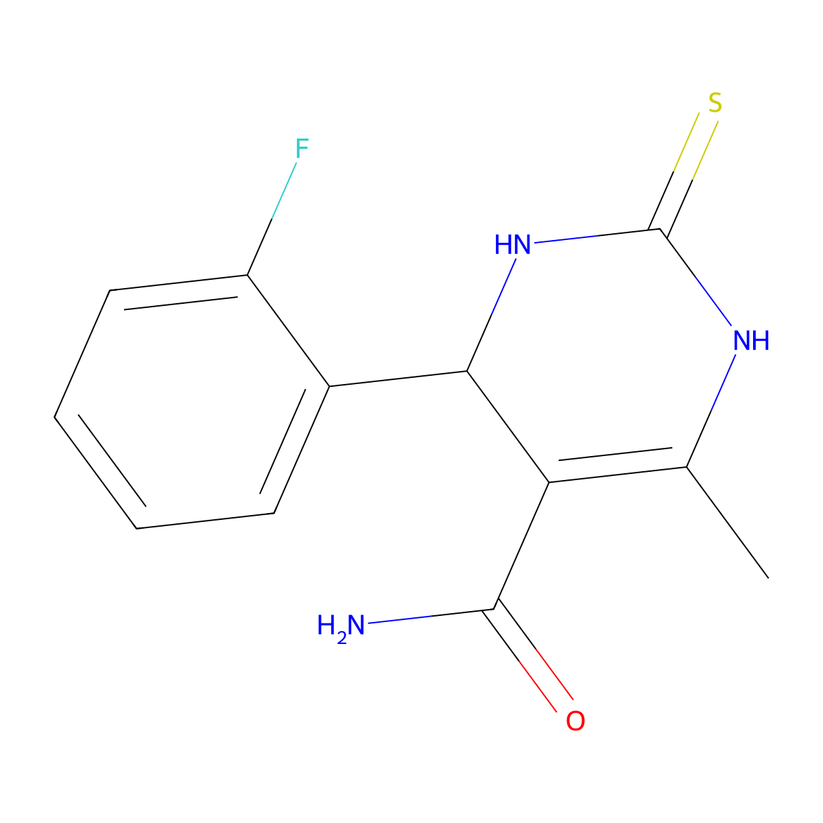 4-(2-fluorophenyl)-6-methyl-2-sulfanylidene-3,4-dihydro-1H-pyrimidine-5-carboxamide molecular structure, CAS 347319-69-1