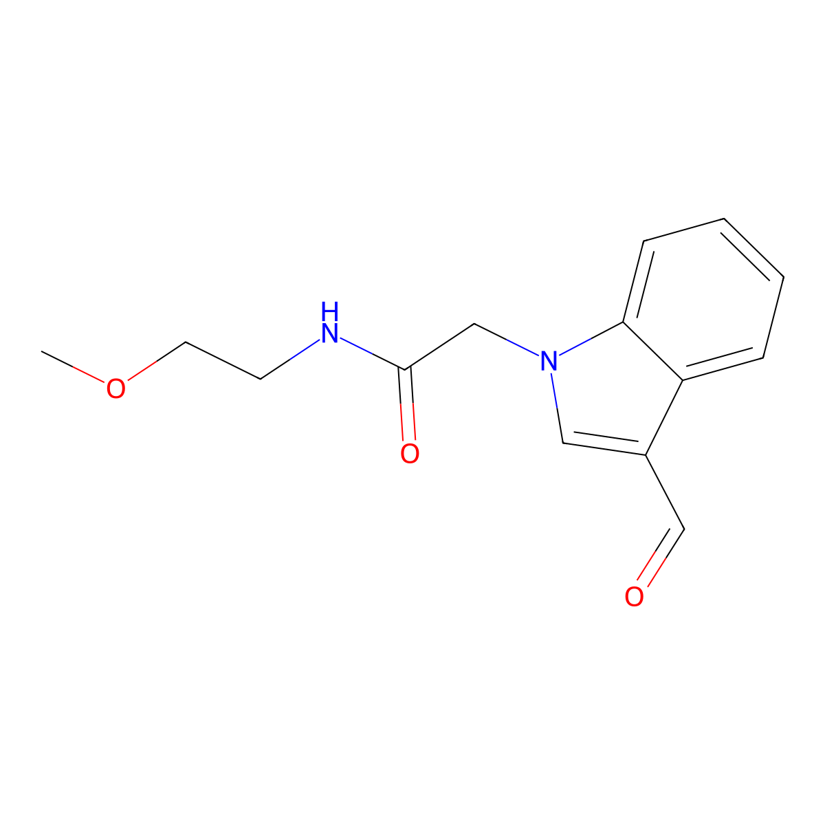 2-(3-formyl-1H-indol-1-yl)-N-(2-methoxyethyl)acetamide molecular structure, CAS 347319-85-1