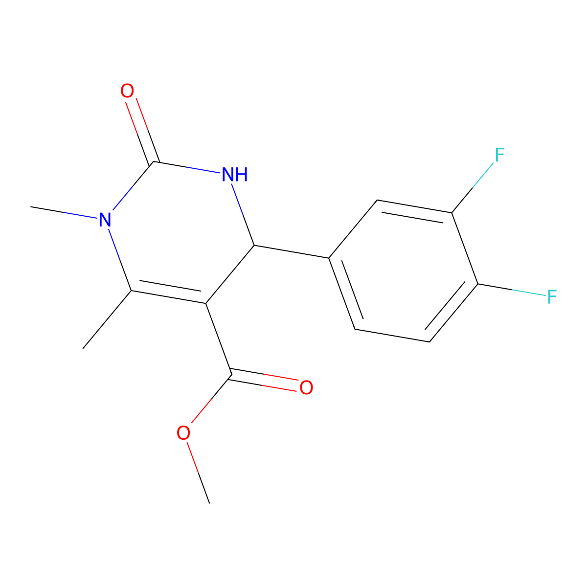 Methyl 4-(3,4-difluorophenyl)-1,6-dimethyl-2-oxo-1,2,3,4-tetrahydropyrimidine-5-carboxylate molecular structure, CAS 347319-96-4