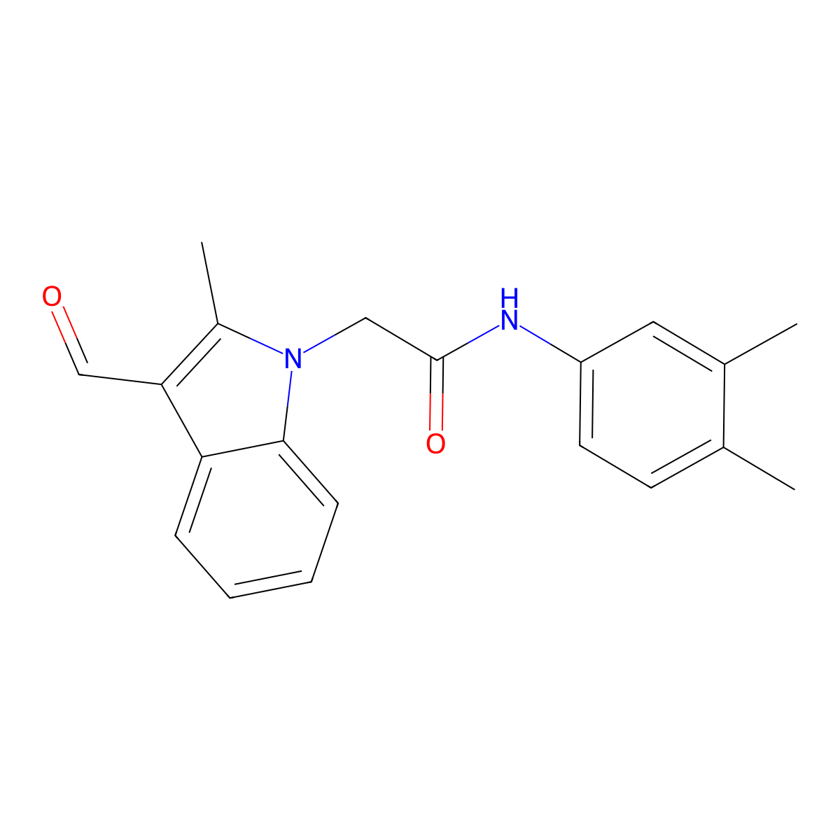 N-(3,4-dimethylphenyl)-2-(3-formyl-2-methyl-1H-indol-1-yl)acetamide molecular structure, CAS 347320-01-8