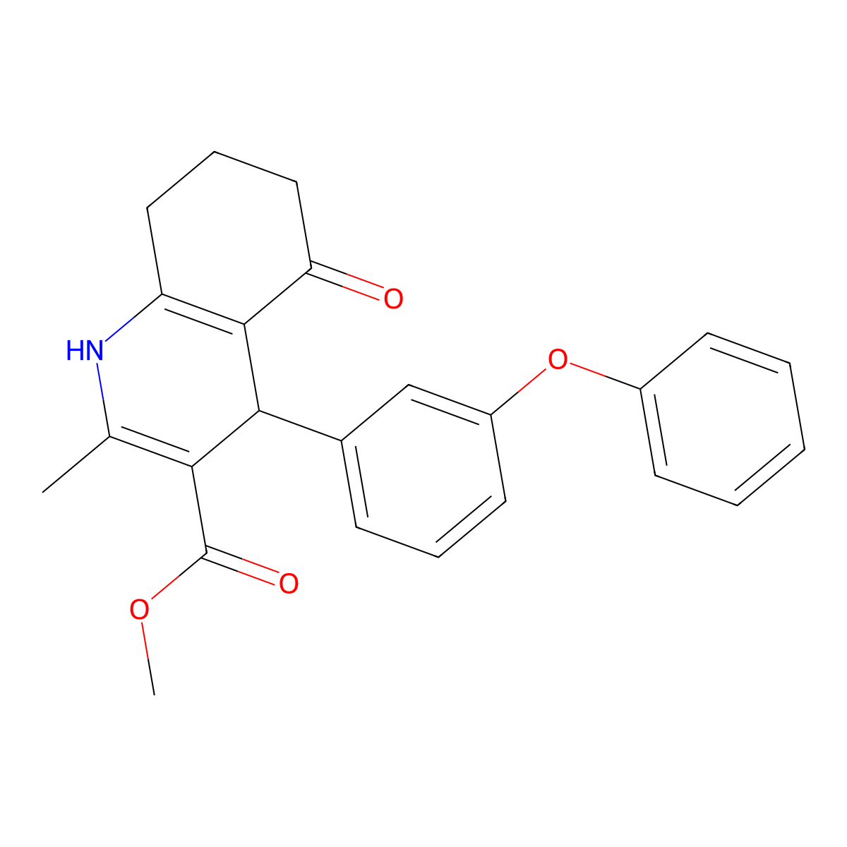 Methyl 2-methyl-5-oxo-4-(3-phenoxyphenyl)-1,4,5,6,7,8-hexahydroquinoline-3-carboxylate molecular structure, CAS 347320-07-4