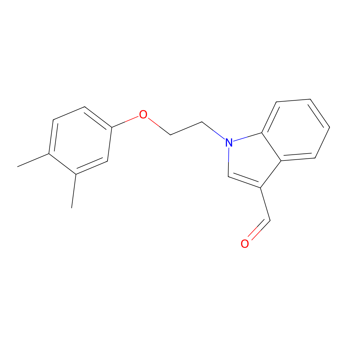 1-[2-(3,4-dimethylphenoxy)ethyl]-1H-indole-3-carbaldehyde molecular structure, CAS 347320-21-2