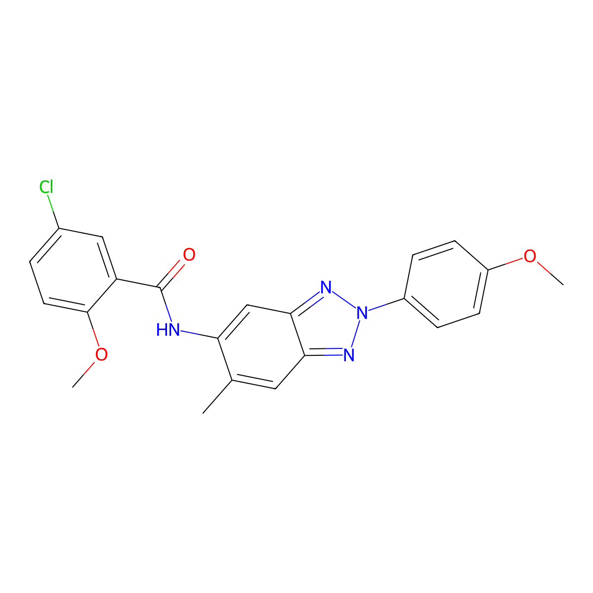 5-chloro-2-methoxy-N-[2-(4-methoxyphenyl)-6-methylbenzotriazol-5-yl]benzamide molecular structure, CAS 347320-38-1