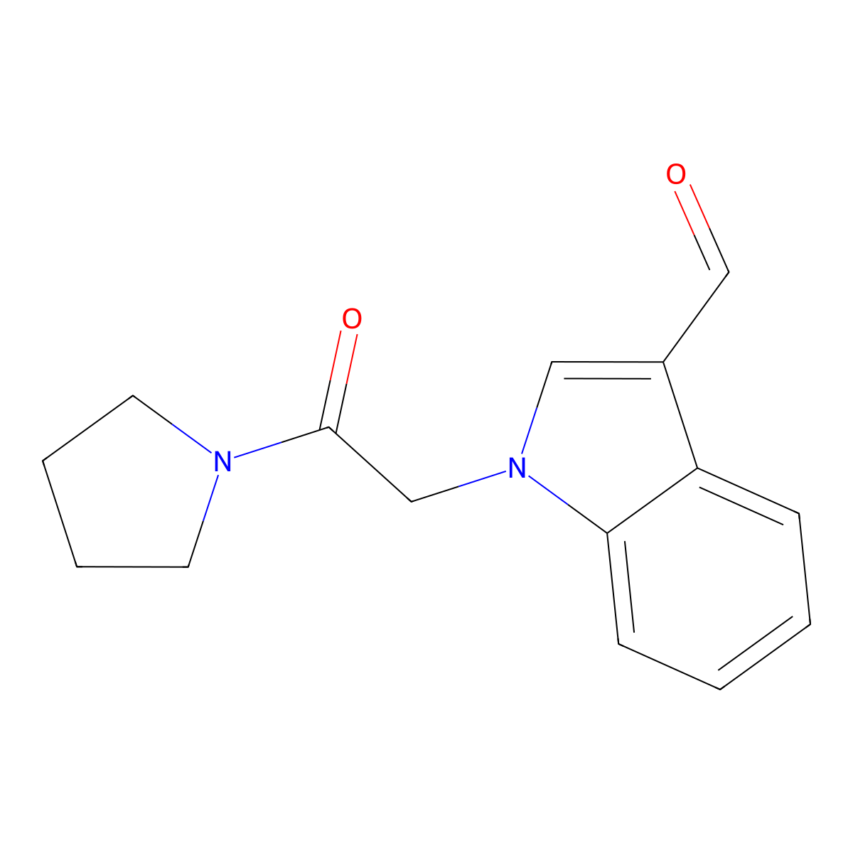1-(2-Oxo-2-pyrrolidin-1-yl-ethyl)-1H-indole-3-carbaldehyde molecular structure, CAS 347320-40-5
