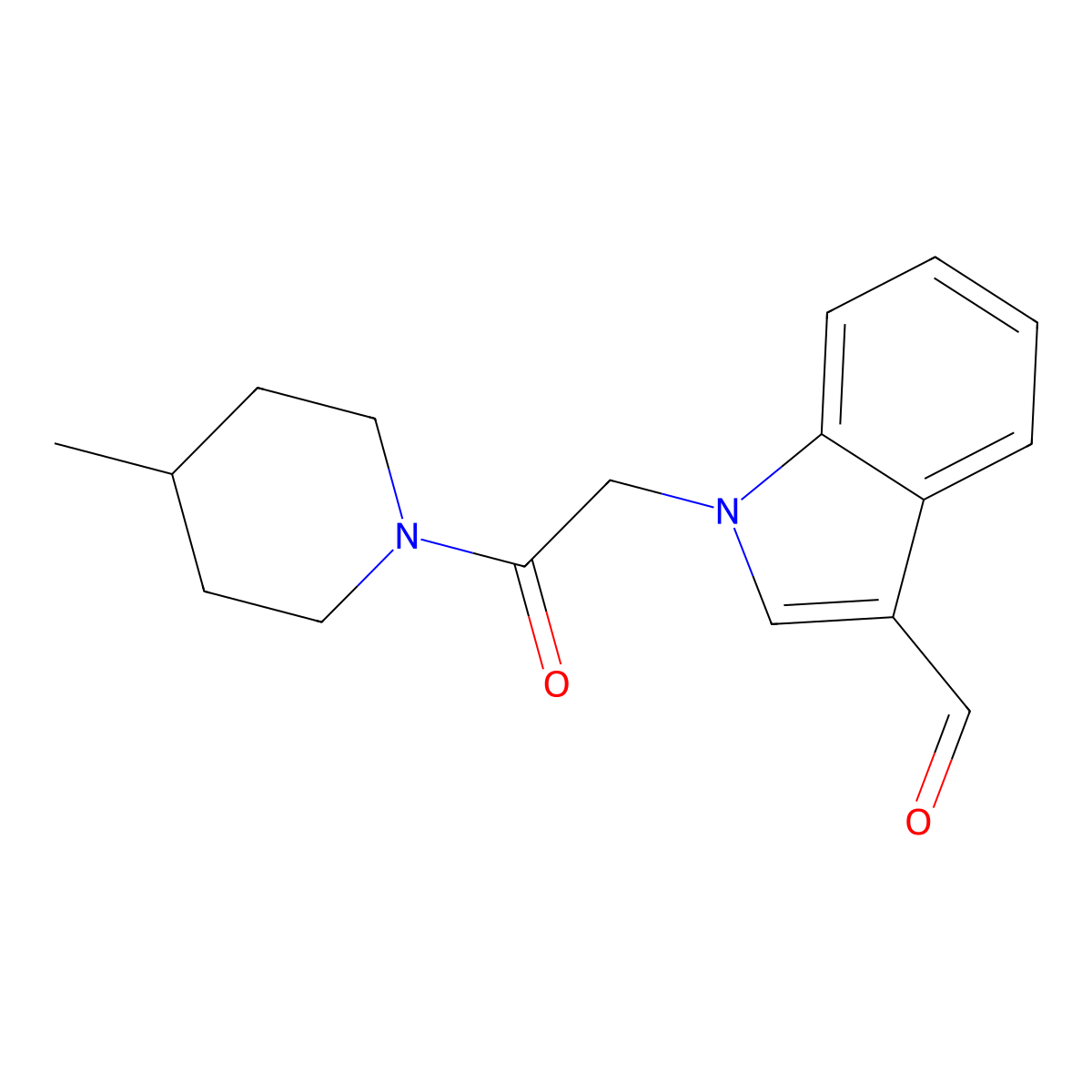 1-[2-(4-methylpiperidin-1-yl)-2-oxoethyl]-1H-indole-3-carbaldehyde molecular structure, CAS 347320-62-1