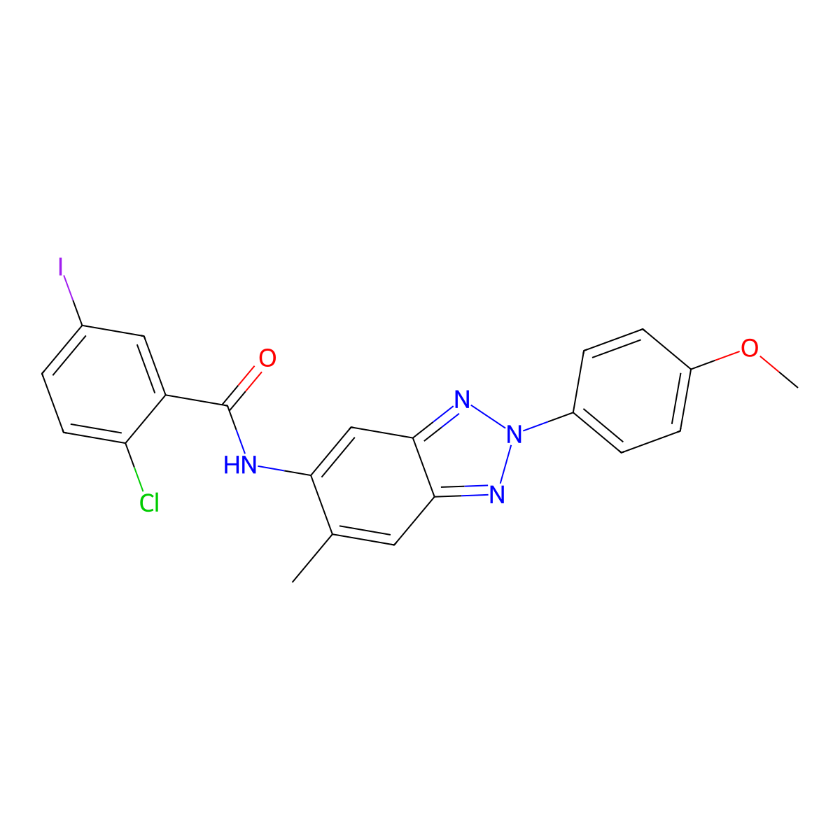 2-chloro-5-iodo-N-[2-(4-methoxyphenyl)-6-methylbenzotriazol-5-yl]benzamide molecular structure, CAS 347320-65-4
