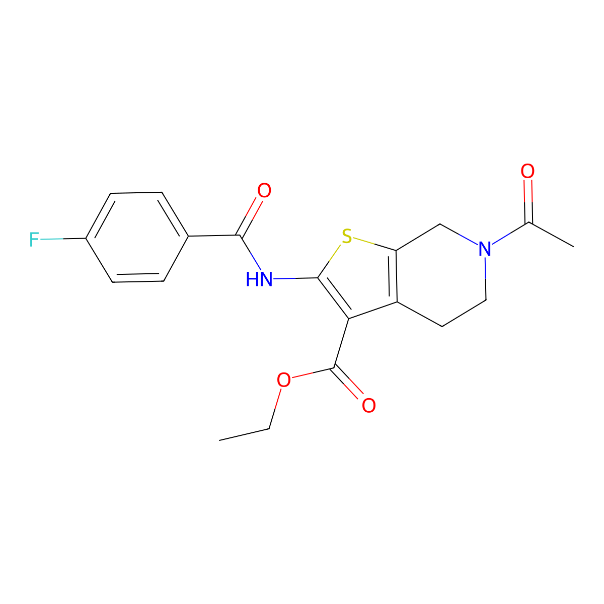 Ethyl 6-acetyl-2-[(4-fluorobenzoyl)amino]-4,5,6,7-tetrahydrothieno[2,3-c]pyridine-3-carboxylate molecular structure, CAS 347320-72-3