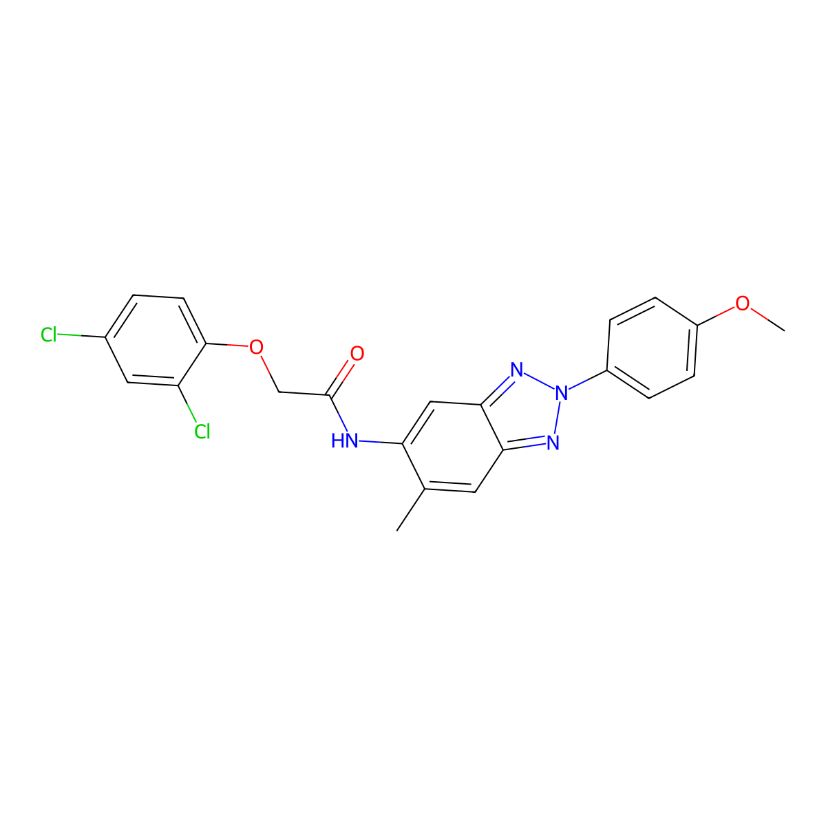 2-(2,4-dichlorophenoxy)-N-[2-(4-methoxyphenyl)-6-methylbenzotriazol-5-yl]acetamide molecular structure, CAS 347321-15-7