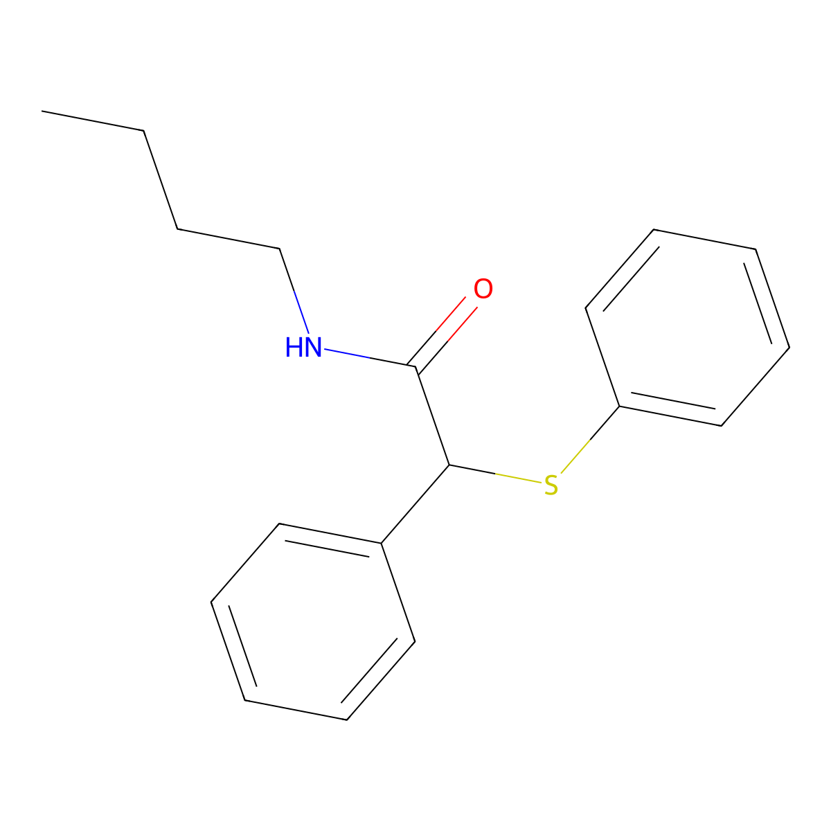 N-butyl-2-phenyl-2-(phenylsulfanyl)acetamide molecular structure, CAS 347321-28-2