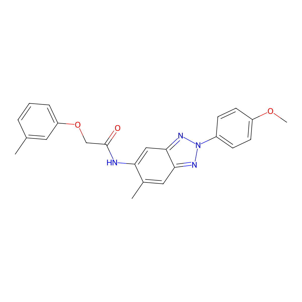 N-[2-(4-methoxyphenyl)-6-methyl-2H-1,2,3-benzotriazol-5-yl]-2-(3-methylphenoxy)acetamide molecular structure, CAS 347321-30-6