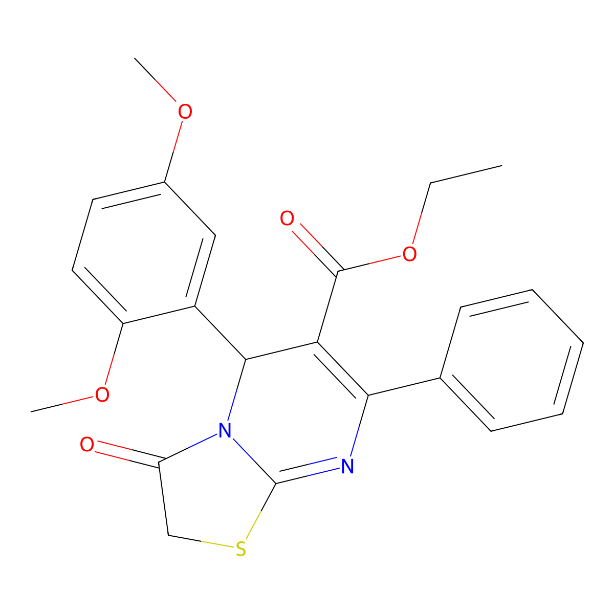 ethyl 5-(2,5-dimethoxyphenyl)-3-oxo-7-phenyl-5H-[1,3]thiazolo[3,2-a]pyrimidine-6-carboxylate molecular structure, CAS 347321-45-3