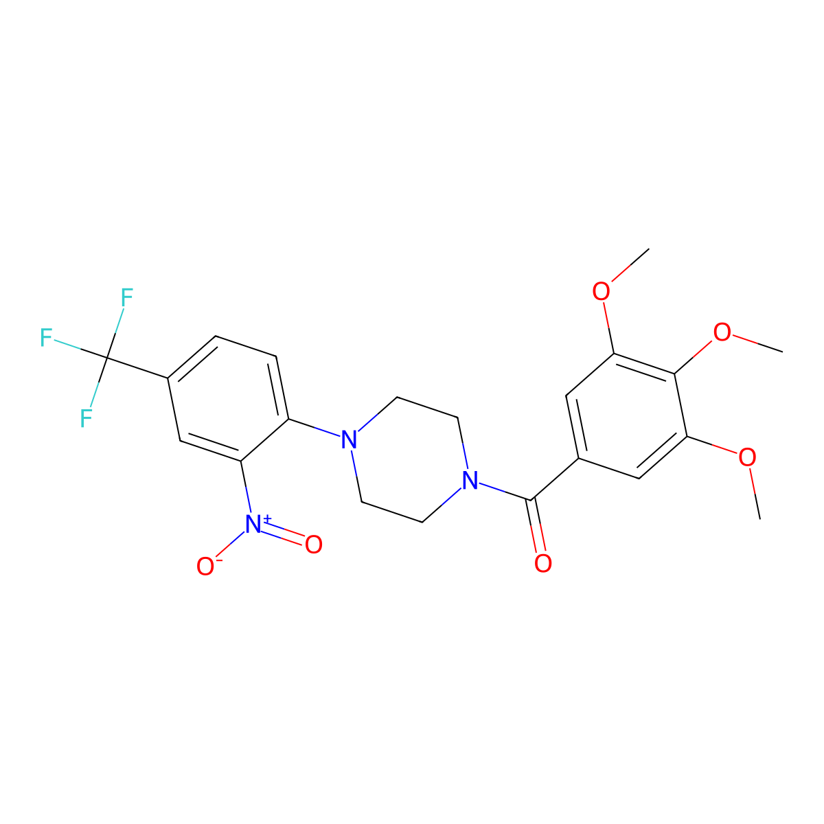 {4-[2-Nitro-4-(trifluoromethyl)phenyl]piperazin-1-yl}(3,4,5-trimethoxyphenyl)methanone molecular structure, CAS 347321-53-3
