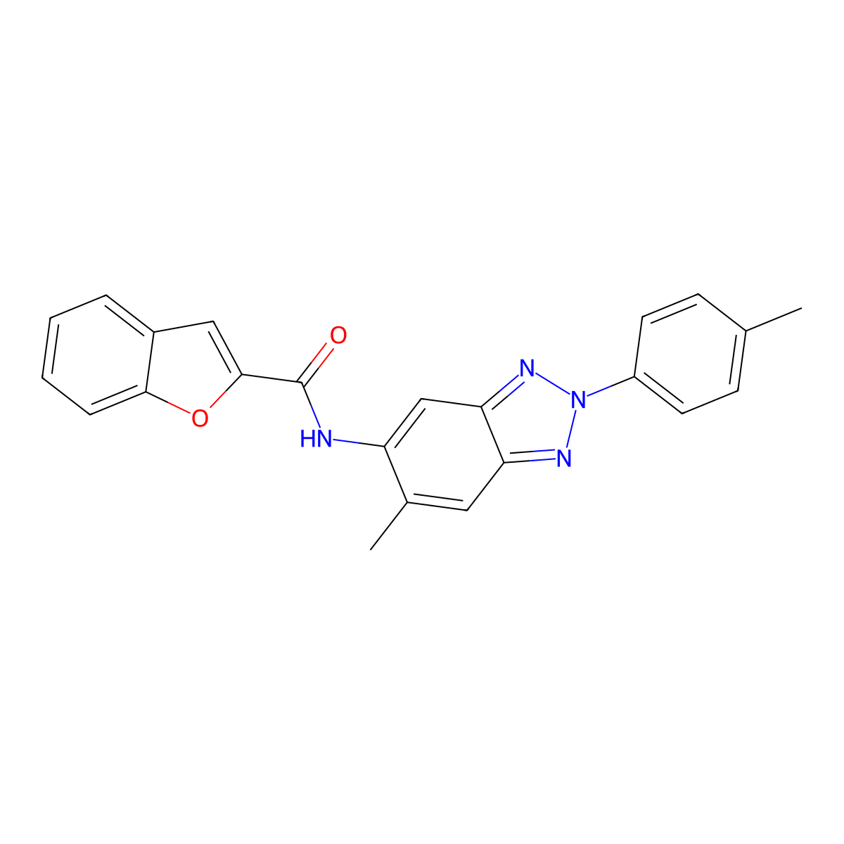 N-[6-methyl-2-(4-methylphenyl)benzotriazol-5-yl]-1-benzofuran-2-carboxamide molecular structure, CAS 347321-59-9