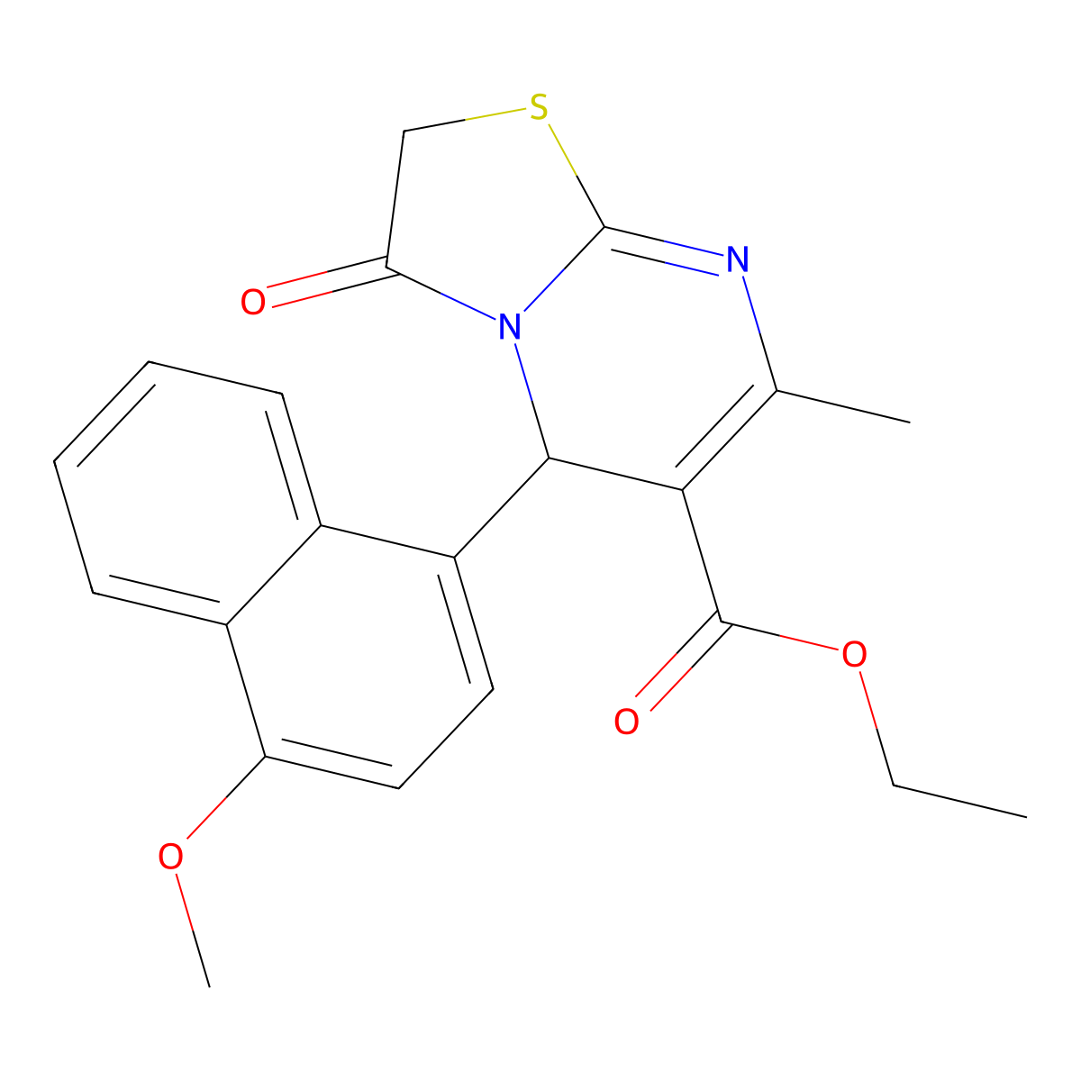 ethyl 5-(4-methoxynaphthalen-1-yl)-7-methyl-3-oxo-5H-[1,3]thiazolo[3,2-a]pyrimidine-6-carboxylate molecular structure, CAS 347321-74-8