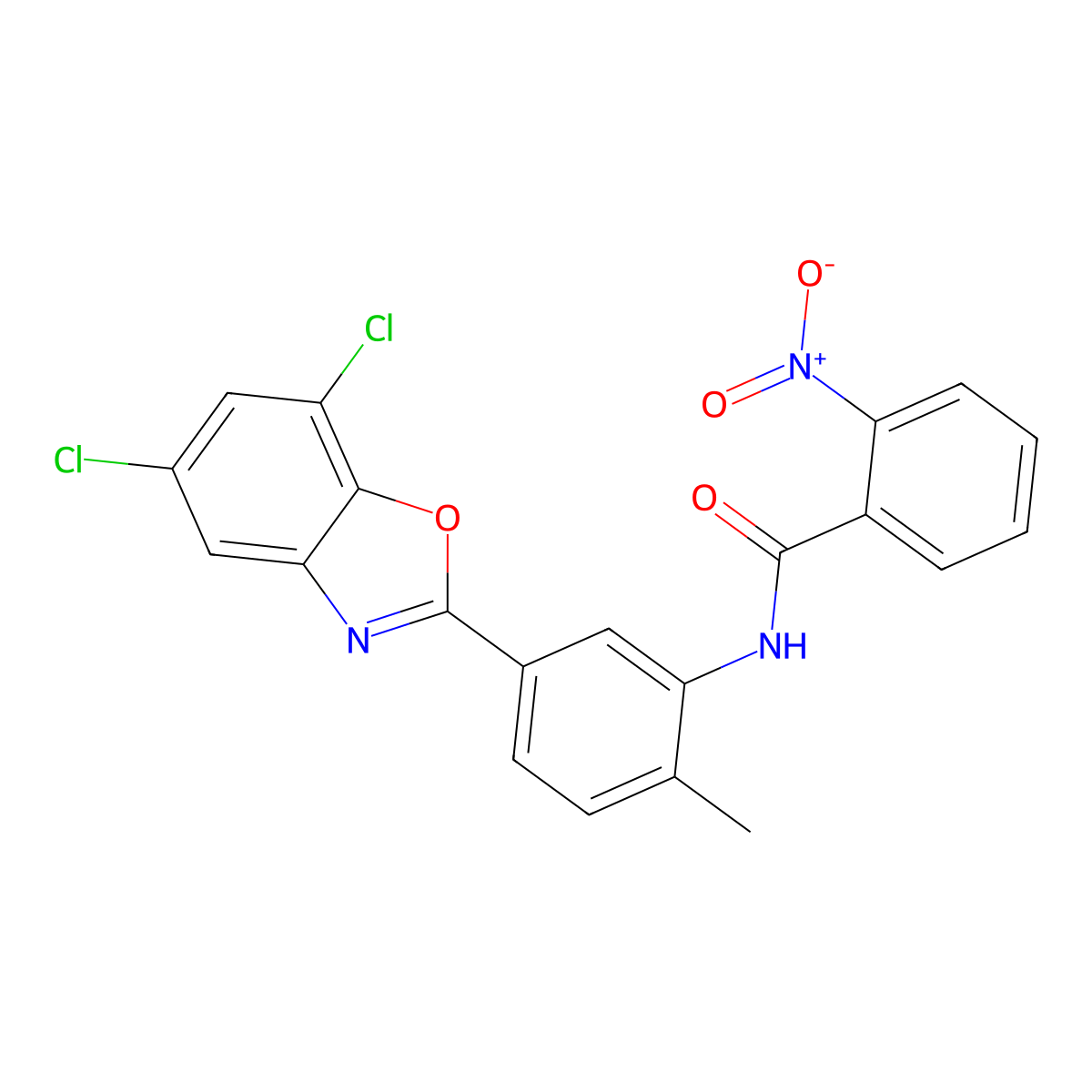 N-[5-(5,7-dichloro-1,3-benzoxazol-2-yl)-2-methylphenyl]-2-nitrobenzamide molecular structure, CAS 347322-05-8