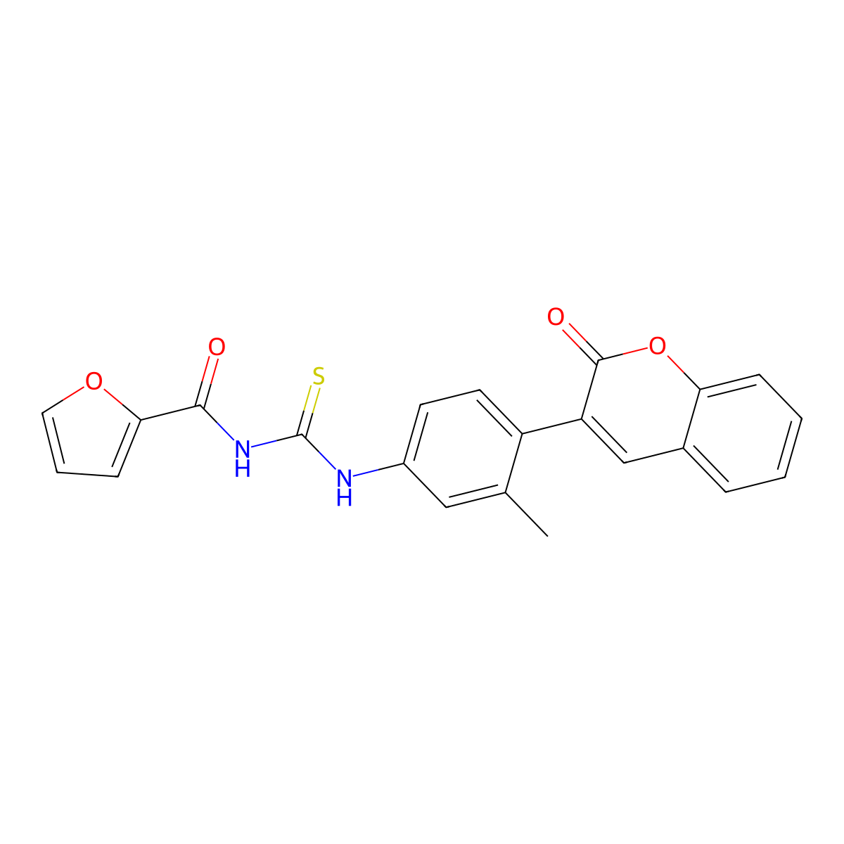 N-[[3-methyl-4-(2-oxochromen-3-yl)phenyl]carbamothioyl]furan-2-carboxamide molecular structure, CAS 347322-10-5