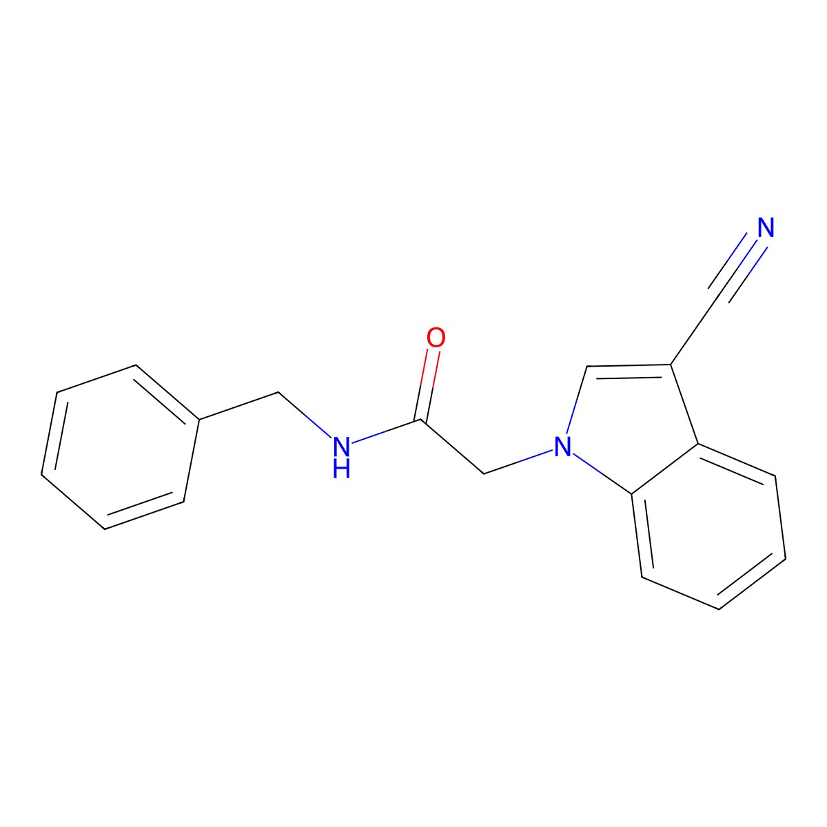 N-benzyl-2-(3-cyano-1H-indol-1-yl)acetamide molecular structure, CAS 347322-31-0