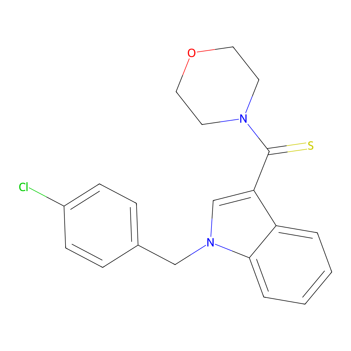 [1-[(4-Chlorophenyl)methyl]indol-3-yl]-morpholin-4-ylmethanethione molecular structure, CAS 347322-47-8