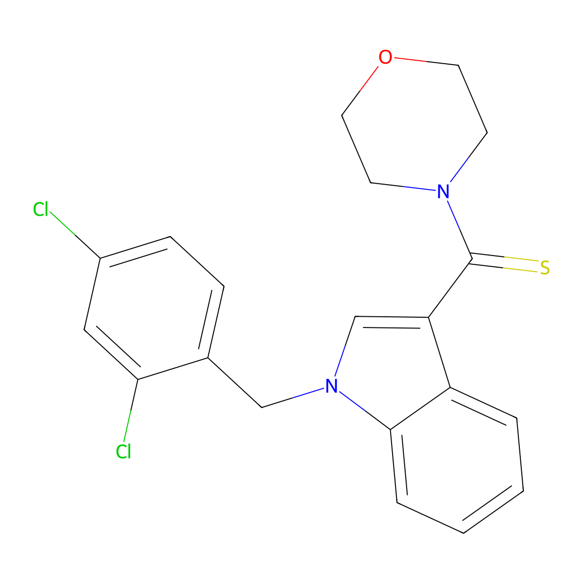 [1-[(2,4-Dichlorophenyl)methyl]indol-3-yl]-morpholin-4-ylmethanethione molecular structure, CAS 347322-53-6