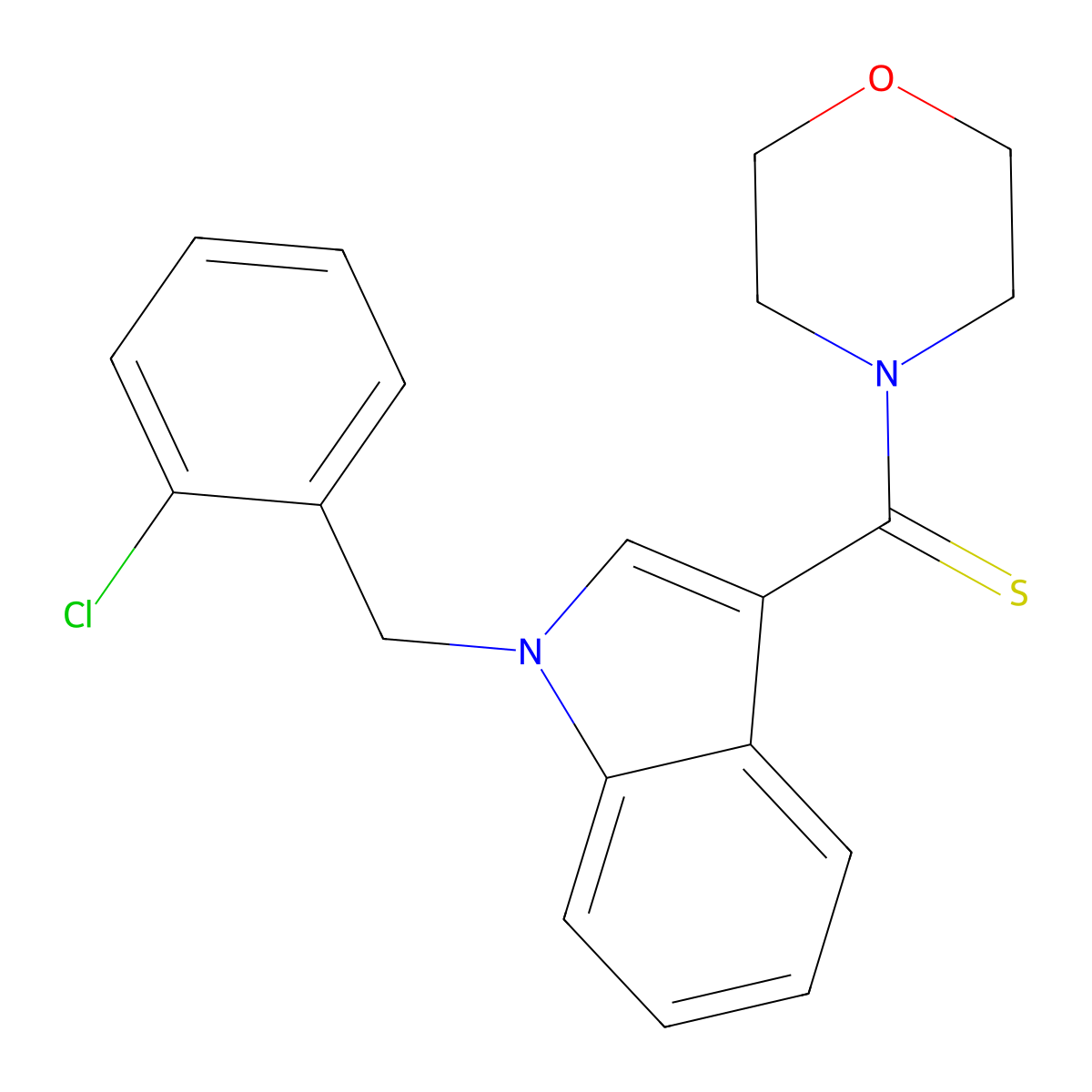 [1-[(2-Chlorophenyl)methyl]indol-3-yl]-morpholin-4-ylmethanethione molecular structure, CAS 347322-59-2
