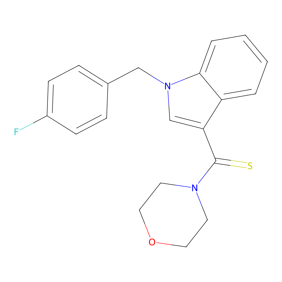 [1-[(4-Fluorophenyl)methyl]indol-3-yl]-morpholin-4-ylmethanethione molecular structure, CAS 347322-65-0