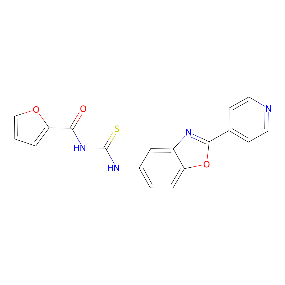 N-[(2-pyridin-4-yl-1,3-benzoxazol-5-yl)carbamothioyl]furan-2-carboxamide molecular structure, CAS 347322-83-2