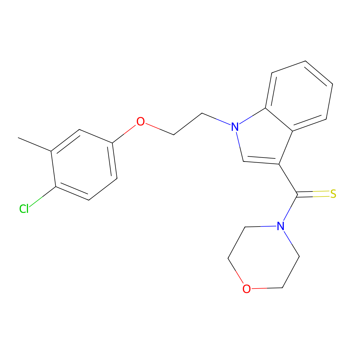 [1-[2-(4-Chloro-3-methylphenoxy)ethyl]indol-3-yl]-morpholin-4-ylmethanethione molecular structure, CAS 347322-88-7