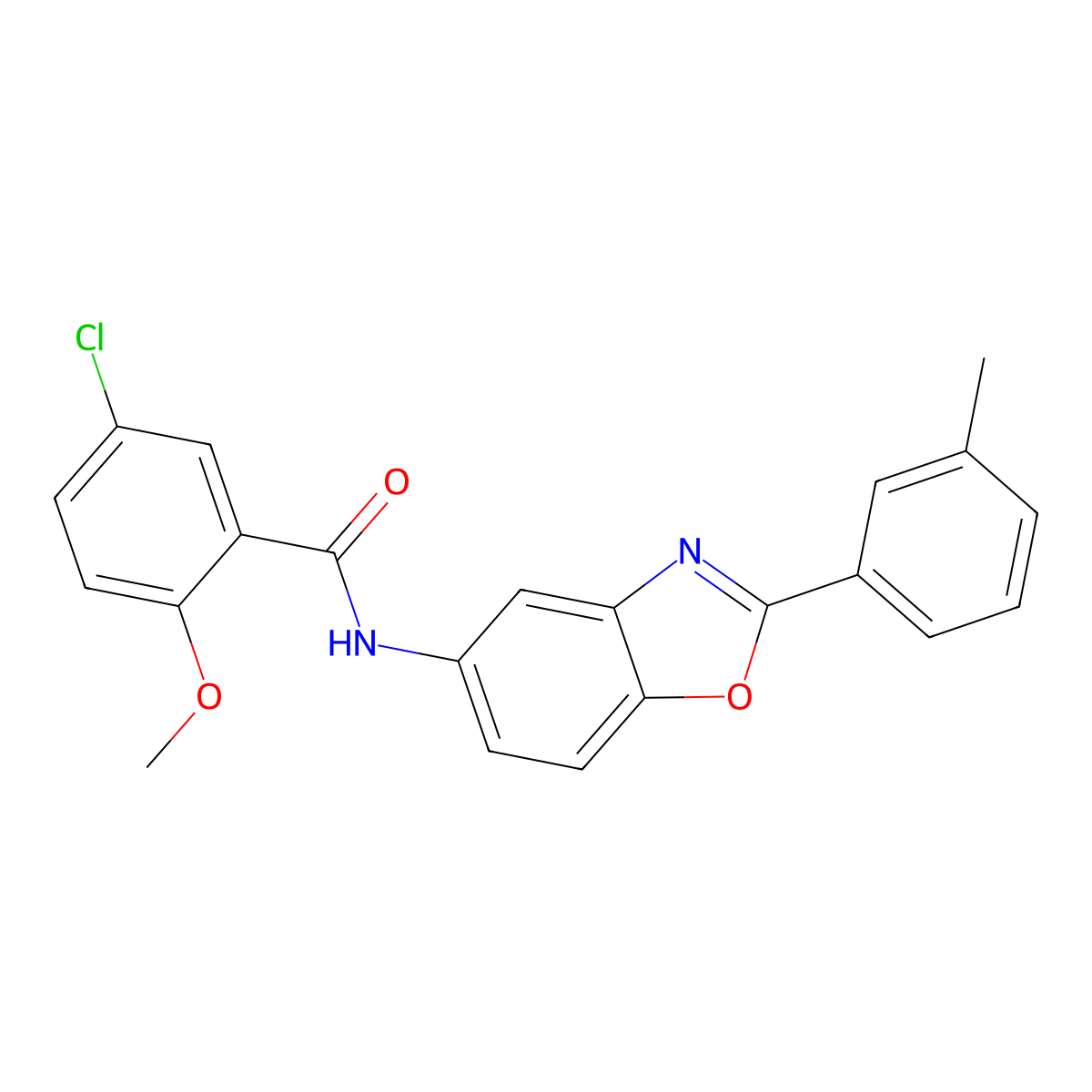 5-chloro-2-methoxy-N-[2-(3-methylphenyl)-1,3-benzoxazol-5-yl]benzamide molecular structure, CAS 347322-89-8
