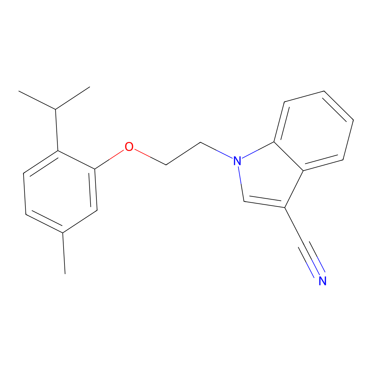 1-[2-(5-Methyl-2-propan-2-ylphenoxy)ethyl]indole-3-carbonitrile molecular structure, CAS 347322-94-5