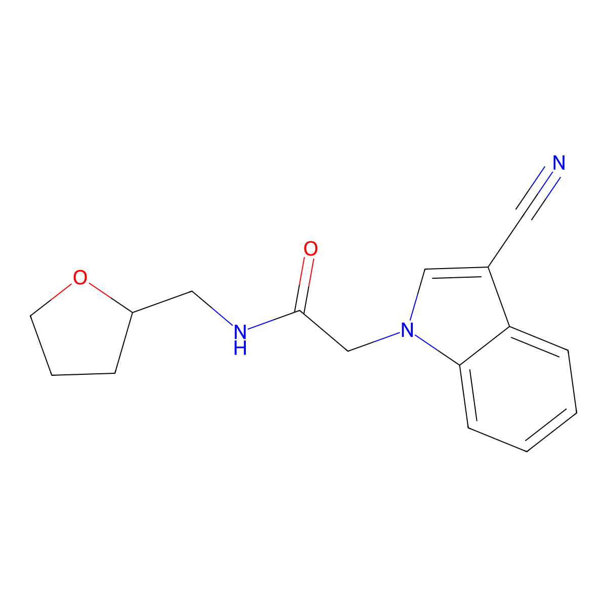 2-(3-cyanoindol-1-yl)-N-(oxolan-2-ylmethyl)acetamide molecular structure, CAS 347323-10-8