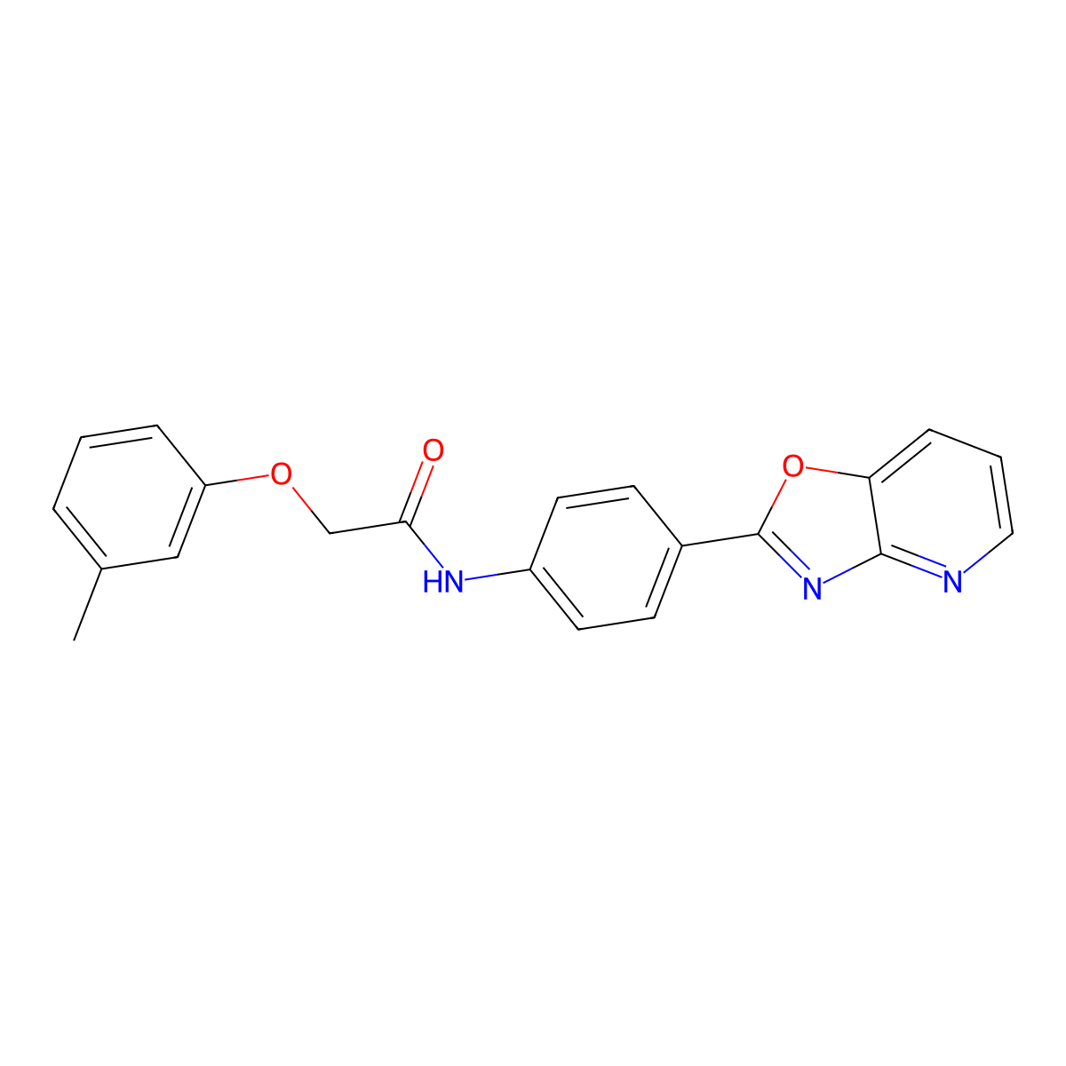 2-(3-methylphenoxy)-N-[4-([1,3]oxazolo[4,5-b]pyridin-2-yl)phenyl]acetamide molecular structure, CAS 347323-11-9
