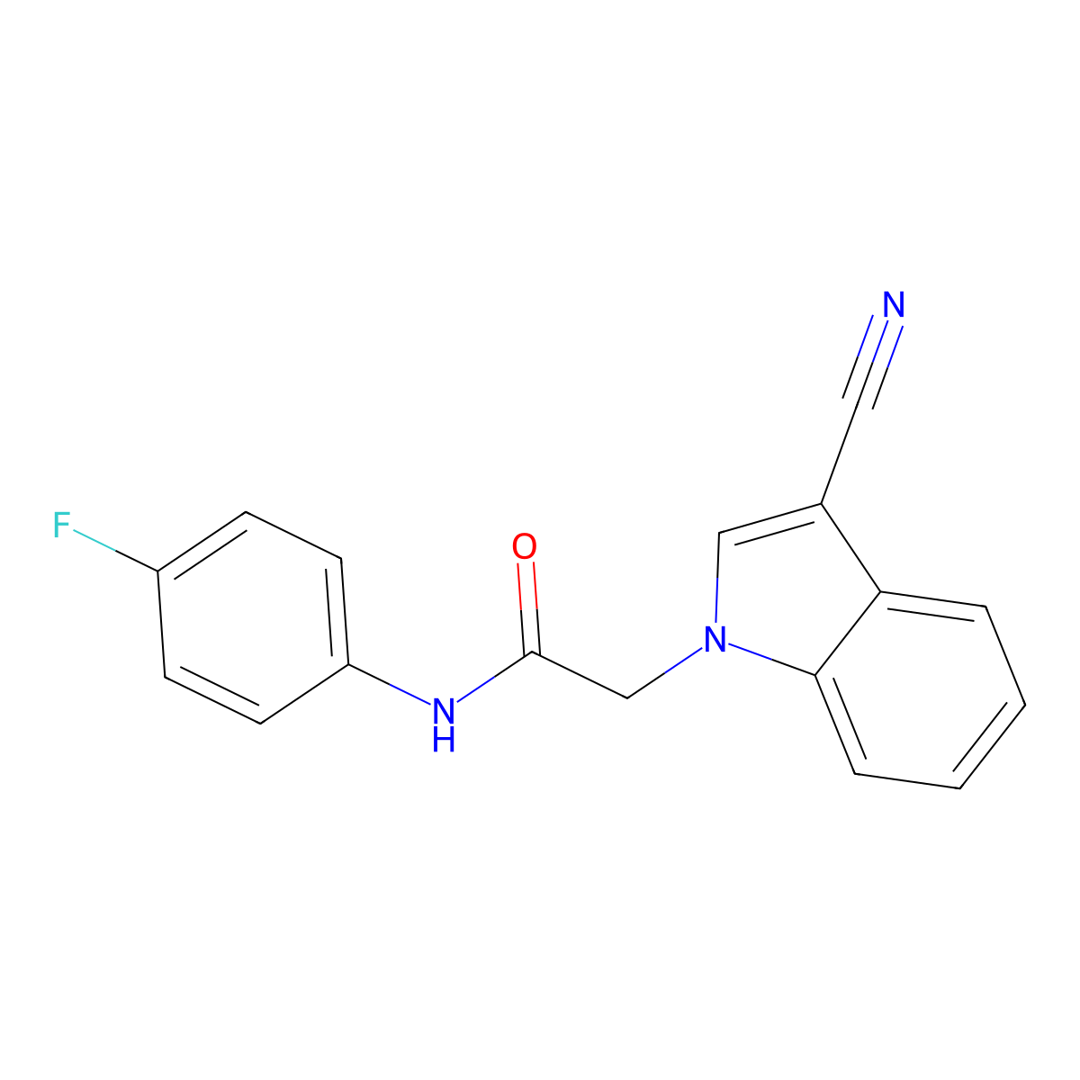 2-(3-cyano-1H-indol-1-yl)-N-(4-fluorophenyl)acetamide molecular structure, CAS 347323-28-8