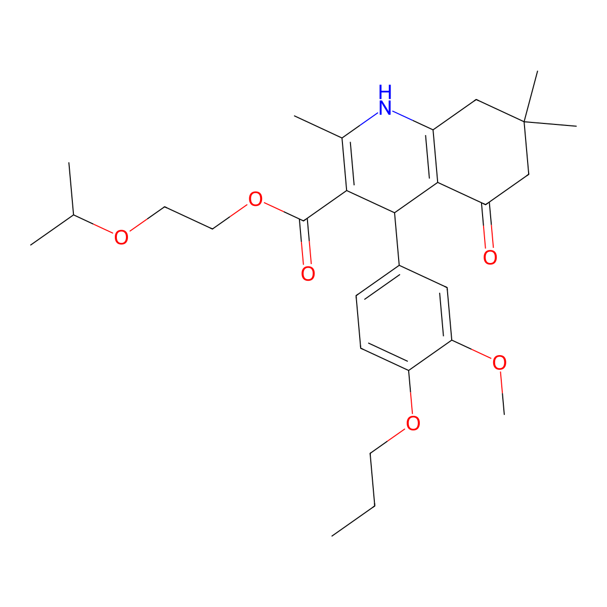 2-(Propan-2-yloxy)ethyl 4-(3-methoxy-4-propoxyphenyl)-2,7,7-trimethyl-5-oxo-1,4,5,6,7,8-hexahydroquinoline-3-carboxylate molecular structure, CAS 347323-39-1