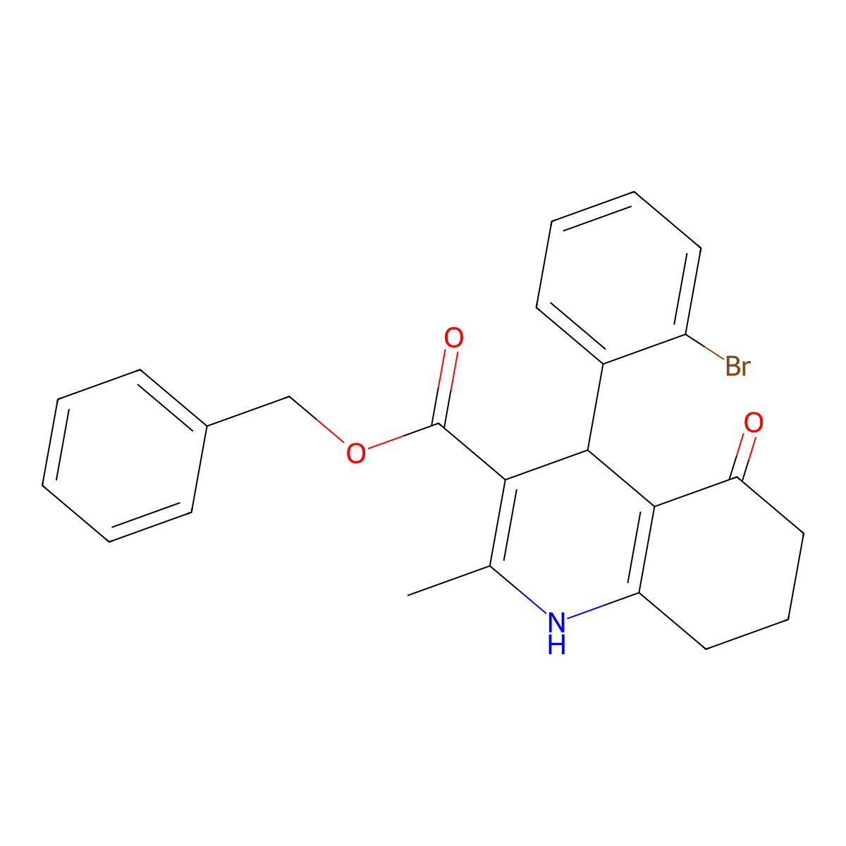 Benzyl 4-(2-bromophenyl)-2-methyl-5-oxo-1,4,5,6,7,8-hexahydroquinoline-3-carboxylate molecular structure, CAS 347323-50-6