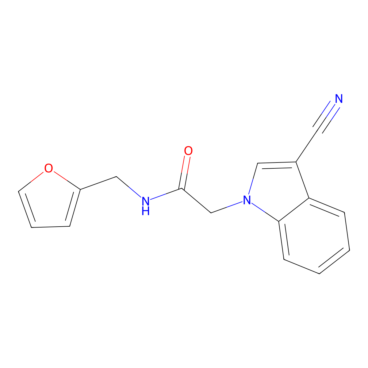 2-(3-cyanoindol-1-yl)-N-(furan-2-ylmethyl)acetamide molecular structure, CAS 347323-54-0