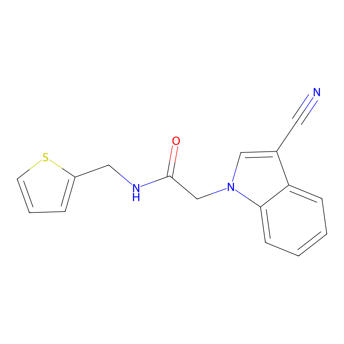 2-(3-cyanoindol-1-yl)-N-(thiophen-2-ylmethyl)acetamide molecular structure, CAS 347323-59-5