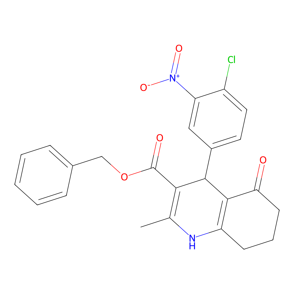 Benzyl 4-(4-chloro-3-nitrophenyl)-2-methyl-5-oxo-1,4,5,6,7,8-hexahydroquinoline-3-carboxylate molecular structure, CAS 347323-62-0