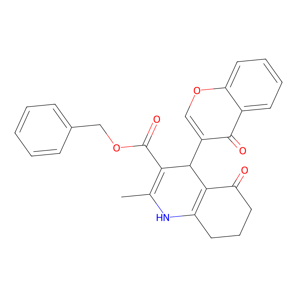 benzyl 2-methyl-5-oxo-4-(4-oxo-4H-chromen-3-yl)-1,4,5,6,7,8-hexahydroquinoline-3-carboxylate molecular structure, CAS 347323-94-8