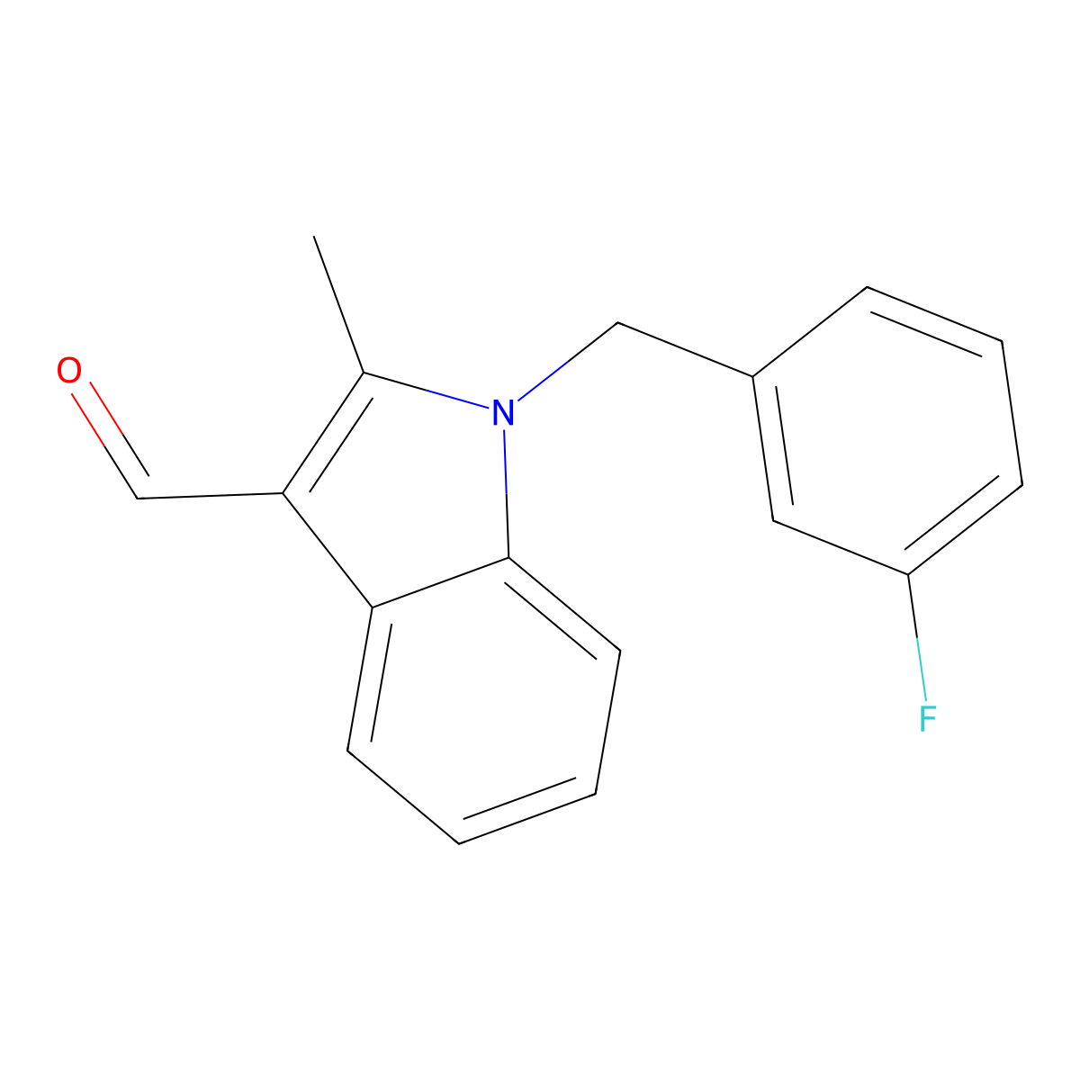 1-(3-fluorobenzyl)-2-methyl-1H-indole-3-carbaldehyde molecular structure, CAS 347324-03-2