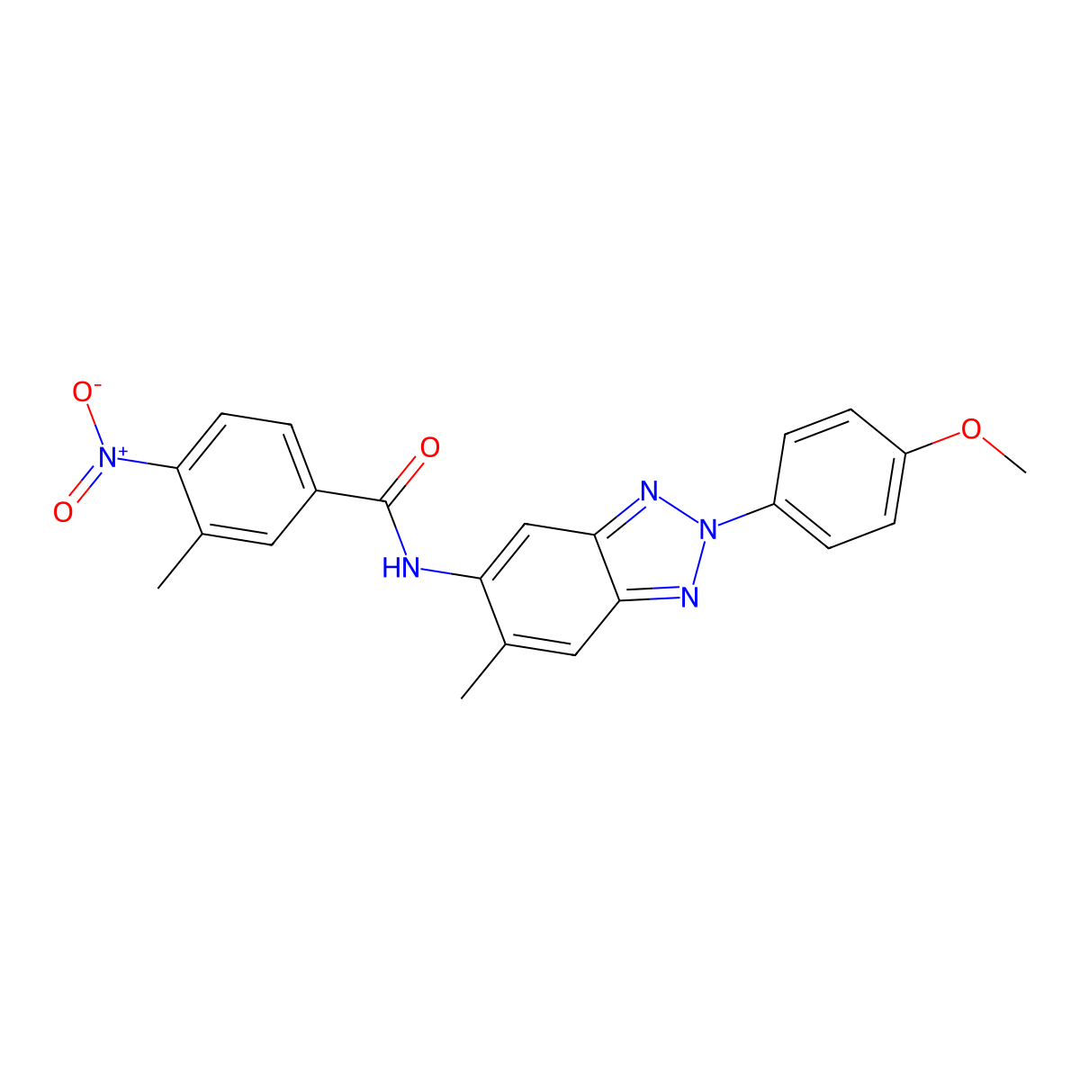 N-[2-(4-methoxyphenyl)-6-methylbenzotriazol-5-yl]-3-methyl-4-nitrobenzamide molecular structure, CAS 347324-11-2