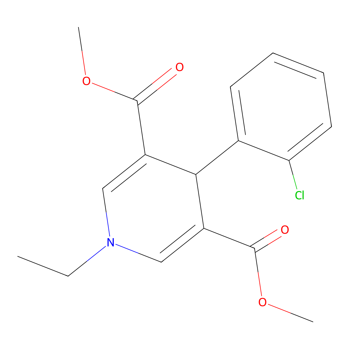 Dimethyl 4-(2-chlorophenyl)-1-ethyl-1,4-dihydropyridine-3,5-dicarboxylate molecular structure, CAS 347324-50-9