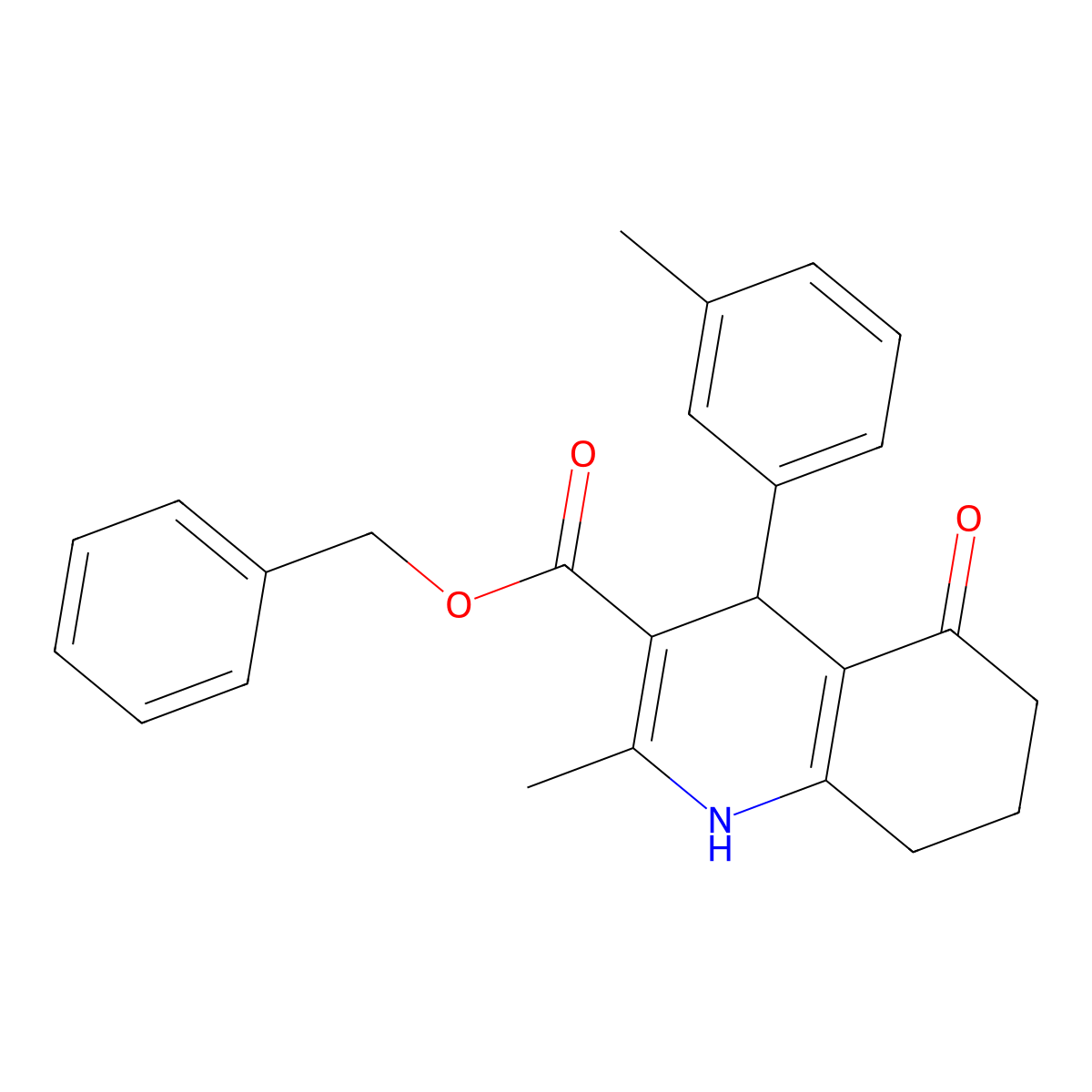 Benzyl 2-methyl-4-(3-methylphenyl)-5-oxo-1,4,5,6,7,8-hexahydroquinoline-3-carboxylate molecular structure, CAS 347324-55-4