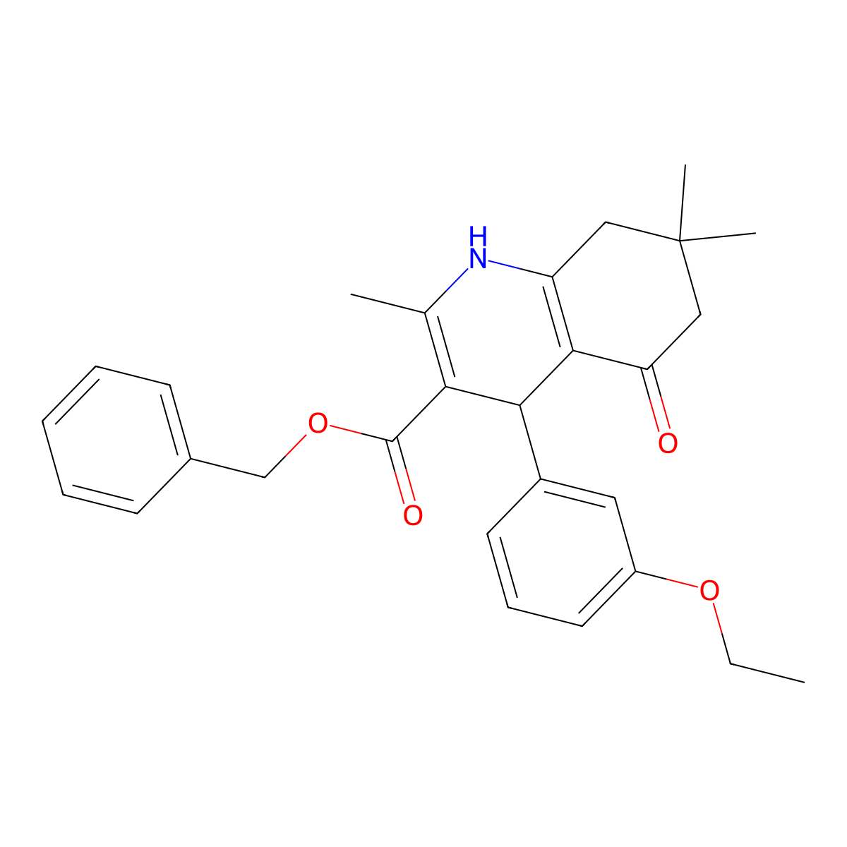 Benzyl 4-(3-ethoxyphenyl)-2,7,7-trimethyl-5-oxo-1,4,5,6,7,8-hexahydroquinoline-3-carboxylate molecular structure, CAS 347324-69-0