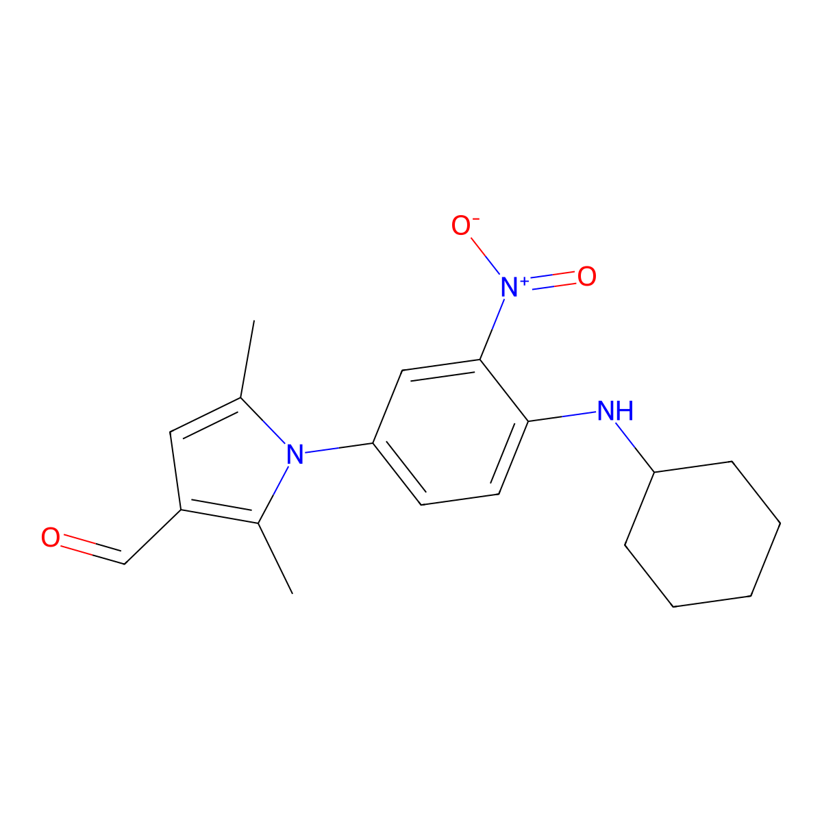 1-[4-(cyclohexylamino)-3-nitrophenyl]-2,5-dimethyl-1H-pyrrole-3-carbaldehyde molecular structure, CAS 347324-85-0