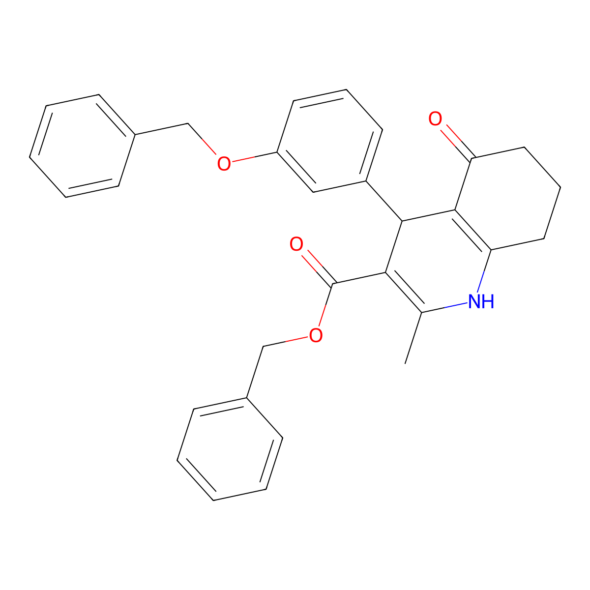 Benzyl 4-[3-(benzyloxy)phenyl]-2-methyl-5-oxo-1,4,5,6,7,8-hexahydroquinoline-3-carboxylate molecular structure, CAS 347324-93-0